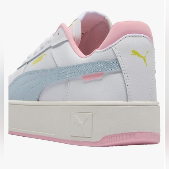 PUMA Carina Love White Frosted Dufluoro Yellow Pesz Sneakers size 10 brand new - Picture 5 of 16